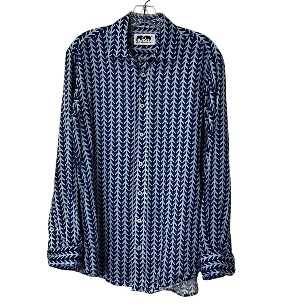 Love Brand & Co ABACO Men's Linen Shirt Long Sleeve Button Down Whale Tale M - Picture 5 of 15